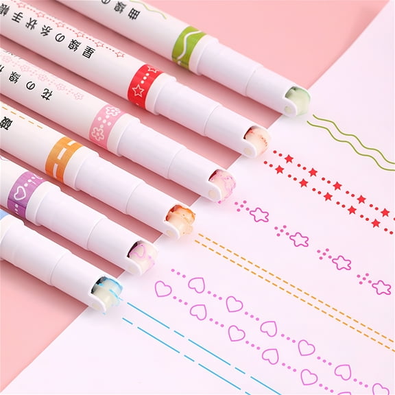CCOCC 12Pcs Colored Pens Curve Line Planner Markers Journaling Pen with Roller Design Multiple Pattern Fine Tip Colored Markers for Scrapbooks Note Calendar