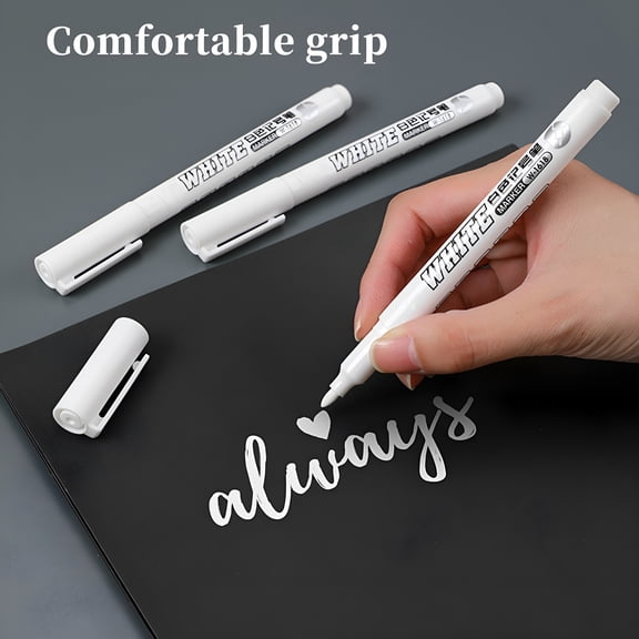 CCOCC 12Pcs White Acrylic Paint Pens 1mm Extra Fine Tip Permanent Markers for Art, Crafting, Rocks, Glass, Wood, Canvas Shoes, DIY Projects