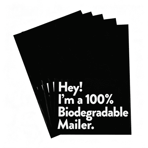CCOCC 12X15.5 Inches 100% Biodegradable D2W Poly Mailers, 50Pcs Black Compostable Envelopes Shipping Bags, Eco Friendly Waterproof Stretchable Self Sealing Mailing Bags