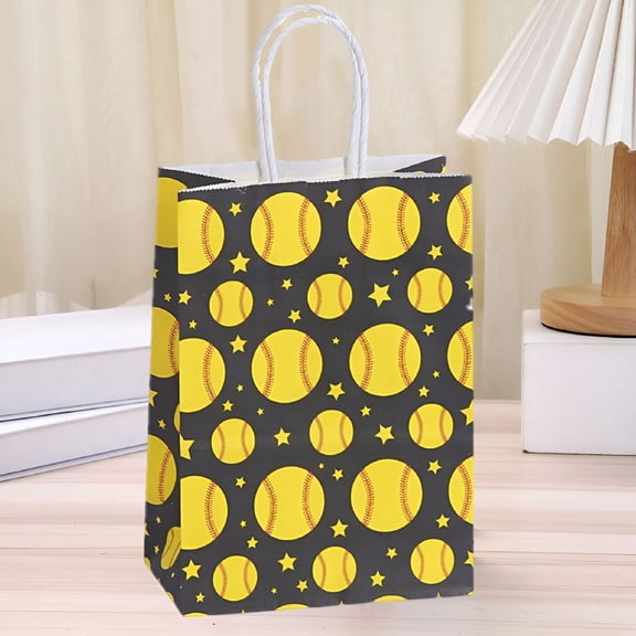 CCOCC 2026 New 12Pcs Sports Snack Bags Party Cookies Bags Paper Gift Bags with Handle Baseball Party Favor for Birthday,Sports,Picnic,Team Party,School,Kids