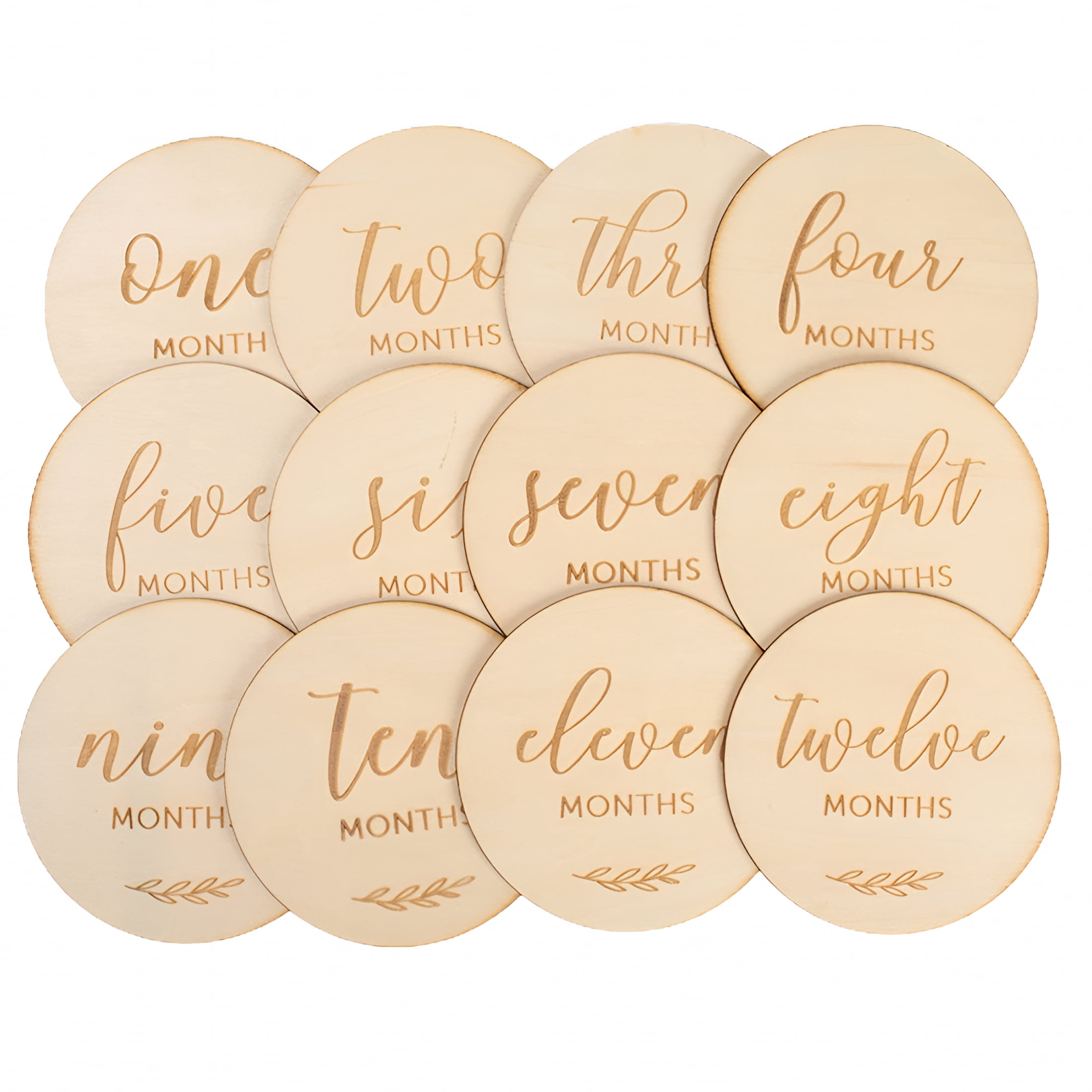 CCOCC 12pcs Wooden Baby Monthly Milestone Cards Wood Disc Circles ...