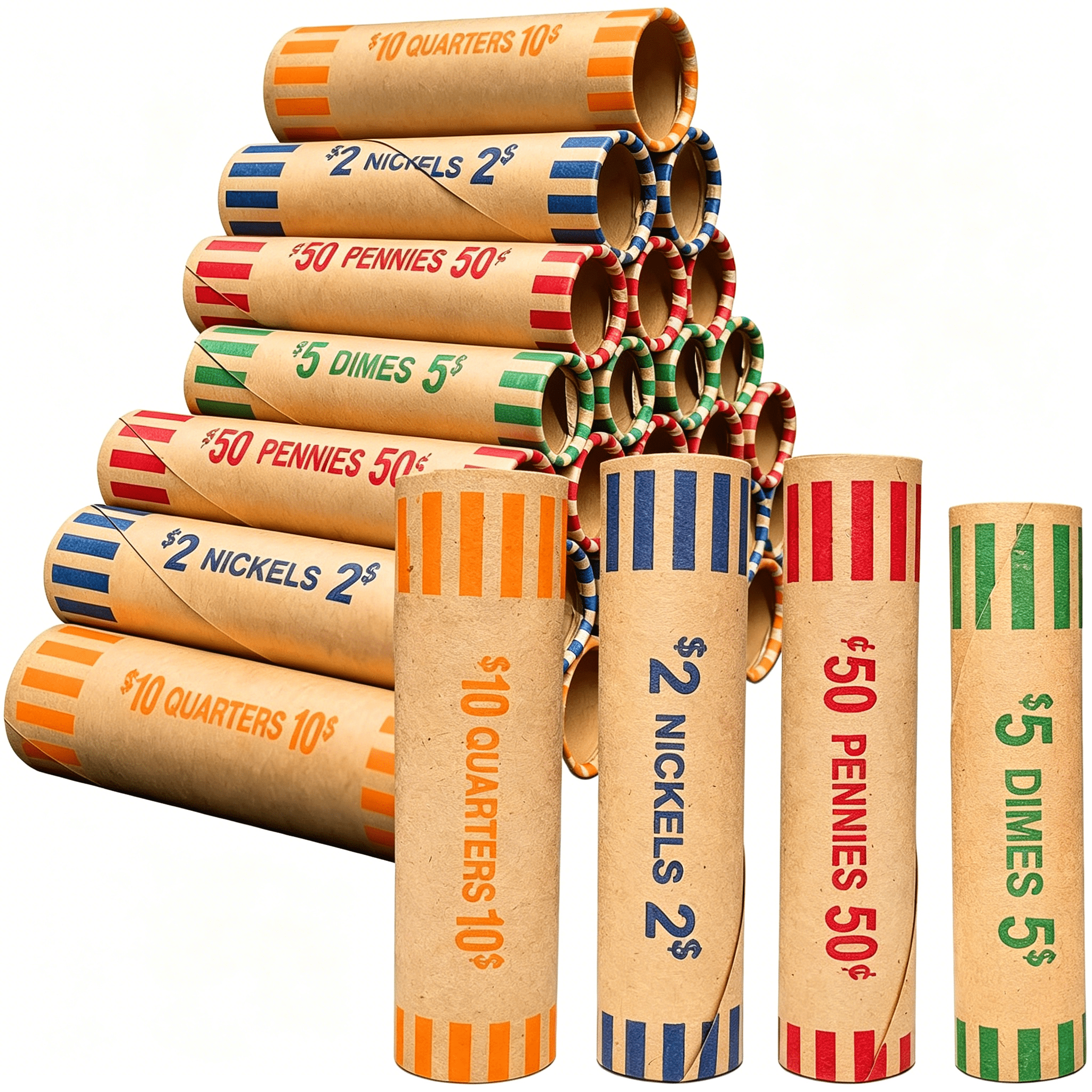 CCOCC 136 Count Coin Wrappers Assorted,Preformed Coin Roll Wrappers for ...