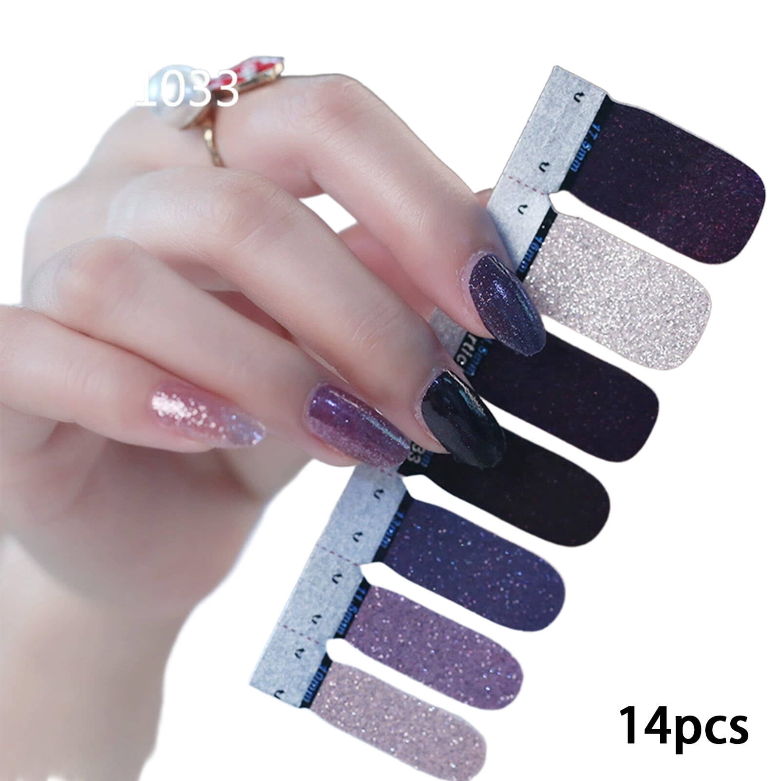 CCOCC 14 Pcs Nail Stickers,Colorful Gradient Design Nail Wraps ...