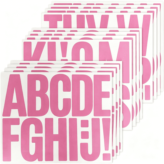 CCOCC 144 Pieces Self-Adhesive 3 Inch Letter Stickers, Vinyl Alphabet Sticker for Mailbox, Signs, Bulletin Boards - 12 Sheets Pink