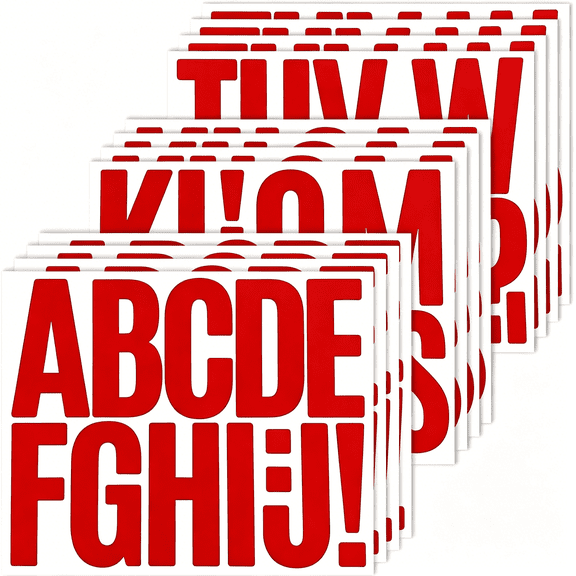 CCOCC 144 Pieces Self-Adhesive 3 Inch Letter Stickers,Vinyl Alphabet Sticker for Mailbox,Signs,Bulletin Boards - 12 Sheets Red