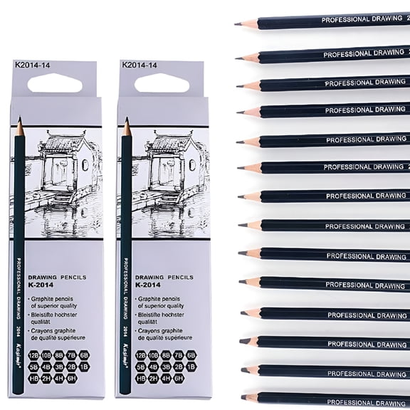 CCOCC 14Pcs/Set Wood Black Sketch Pencil Pencil Art Graphite Shading for Drawing Supplies Lead Sketch Black Art Pencils