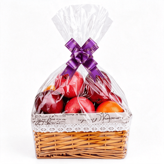 CCOCC 15 Pack Clear Cellophane Gift Bags for Baskets, 16X24 In, 2 Mil | Fits 9" Round Tray Or 7" Square Box, Large Gift Wrapping, Clear Packaging, 15 Pack Cellophane Bags for Gift Baskets