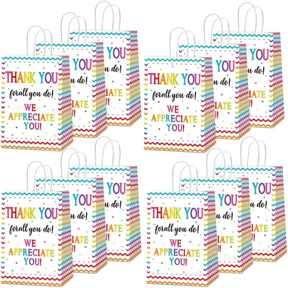 CCOCC 15 Pcs We Appreciate You Paper Gift Bags Thank You for All You Do Goodie Bag Be Thankful to Teacher Doctor Staff Treat Bag Decoration for Thank You Party Favors Supplies 8.3 X 6.3 X 3.1Inch