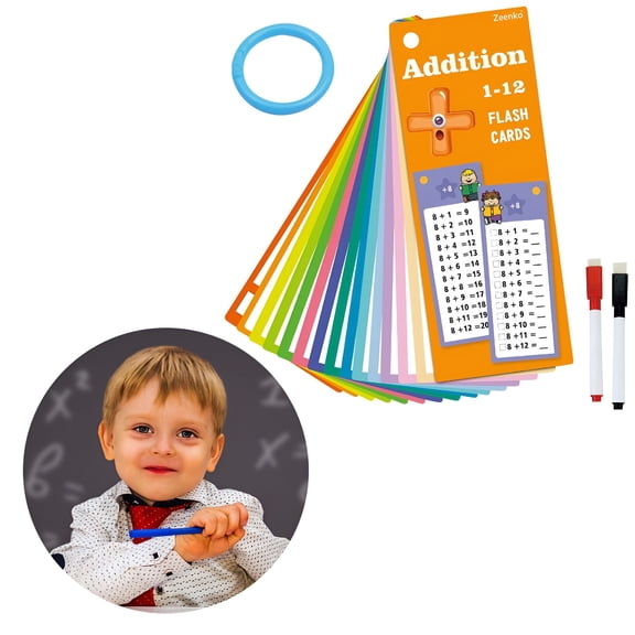 CCOCC 15 Pcs Multiplication Flashcards 0-12 Times Table Flash Cards with 2 Dry Erase Multiplication Chart