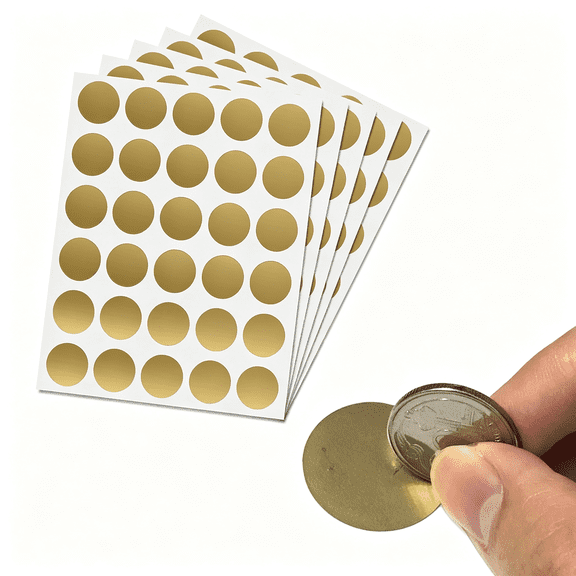 CCOCC 150 Pack, 1" Scratch Off Stickers Labels, Round Circle - Gold, Round Circle Scratch Off Stickers