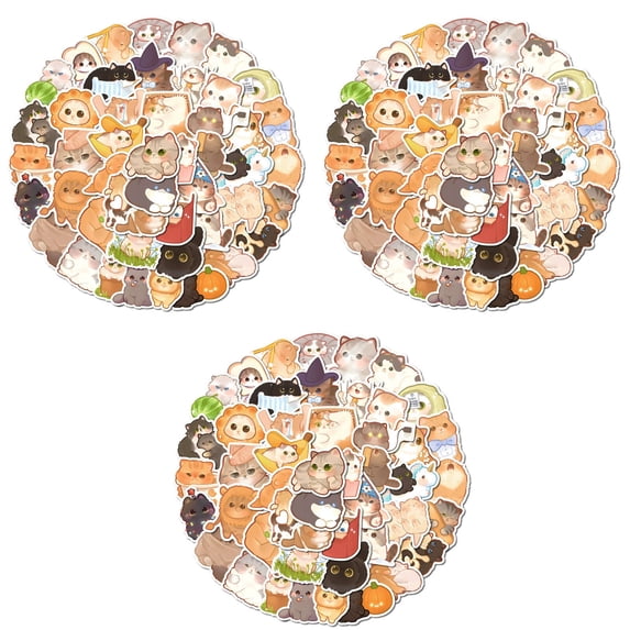 124 PCS Cute Cat Stickers Pack - Vinyl, Waterproof, Kawaii Meme Stickers For Laptop, Water Bottle, Car, Kids