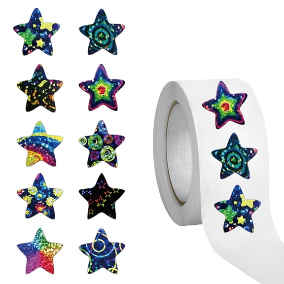 CCOCC 1500 PCS Holographic Blue Star Stickers for Kids Reward, Self Adhesive Sparkly Foil Star Stickers for Behavior Chart, Student Planner and School Classroom Teacher Supplies (1 Each)