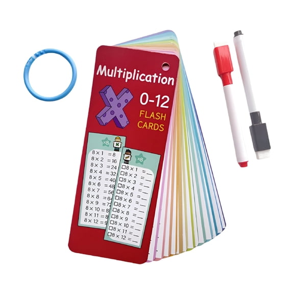 CCOCC 15Pcs Multiplication Flash Cards 0-12 Times Table-Math Flashcards with Dry Erase Pens for Learning