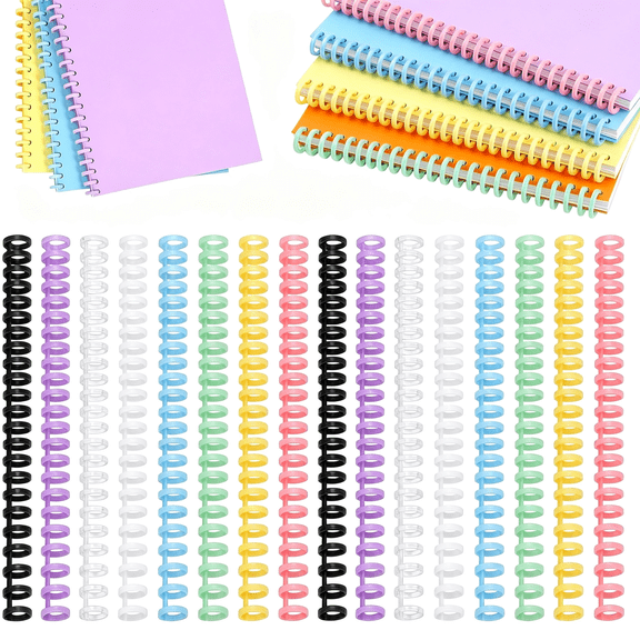 CCOCC 16 Pcs Comb Binding Spines, 30 Rings Spiral Binding Coils Plastic Spiral Coils 1/2 Inch Diameter Click Bindings Spines Book Binder Coil Binder Combs for Document Notebook File Making