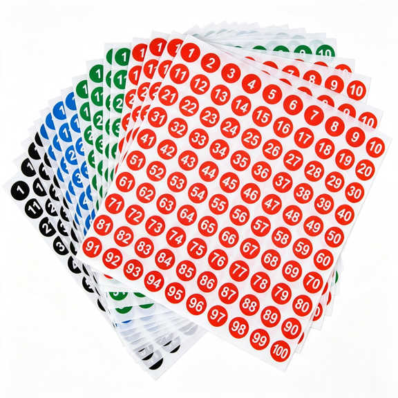 CCOCC 16 Sheets Small Round Number Stickers-Self Adhesive Labels for Office,Home,Kitchen,Classroom&More Number Stickers