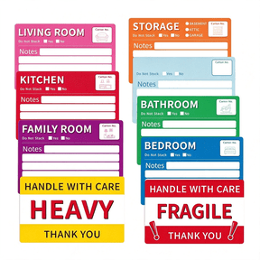 CCOCC 160Pcs 6X4" Moving Labels for Boxes,Large 7 Color Coded Moving Stickers,Red&Yellow Warning Signs Labels Stickers for Home Organization Moving Supplies Storage Bins