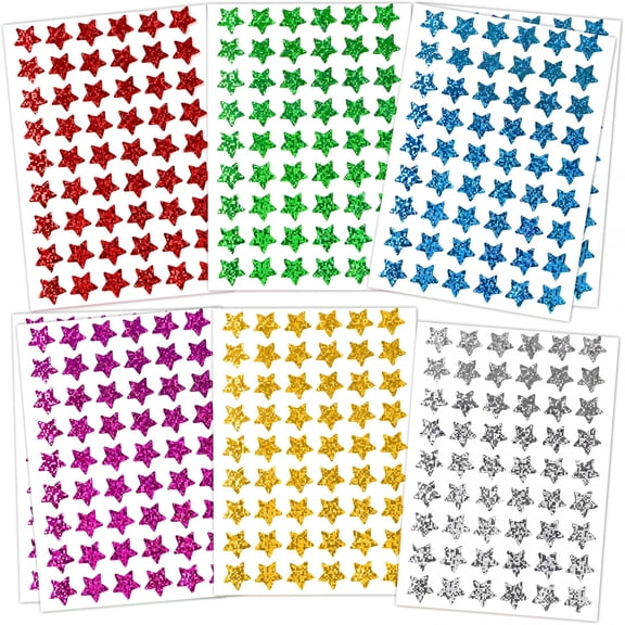 CCOCC 1620 Pack,6 Colors,Holographic Small Star Stickers for Kids Reward,Behavior Chart,School Classroom Student Teacher Supplies,0.6" Diameter