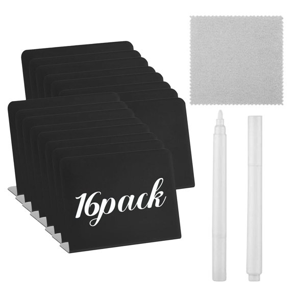 CCOCC 16Pcs Food Labels for Party Buffet 3''X4'' L Shaped Chalkboard Sign Buffet Label with 1 Pcs Erasable Chalk Marker Reserved Table Signs Party Food Labels for Bar Weddings Food Labels
