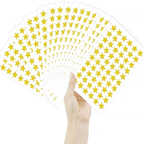 CCOCC 1800 PCS Gold Star Stickers, 30 Sheets Holographic Gold Star Sticker for Kids Reward, Foil Stars Stickers, Small Mini Stars Sticker for School Planner, Behavior Chart