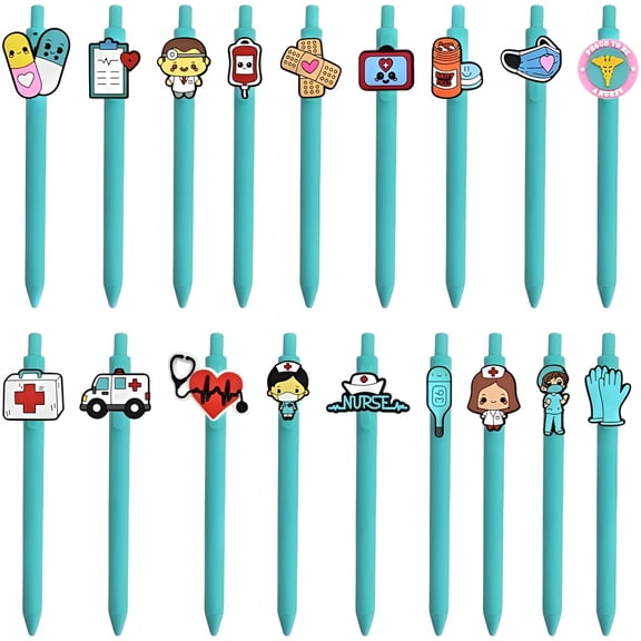 CCOCC 18Pcs Cute Nurse Pens-Funny Nursing Gel Pen Set Black Ink for Medical Assistant Essentials Nurse Week Appreciation Gifts,Random