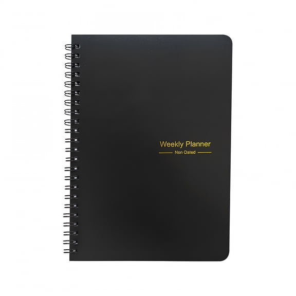 CCOCC 1Pcs Assignment Notebook,Assignment Planner,Daily Planner,Undated Weekly Planner,Hourly Daily Planner Undated Meals,Appointment Planner Book 8" X 6",Flexible Pvc Cover,Twin-Wire Binding,Black
