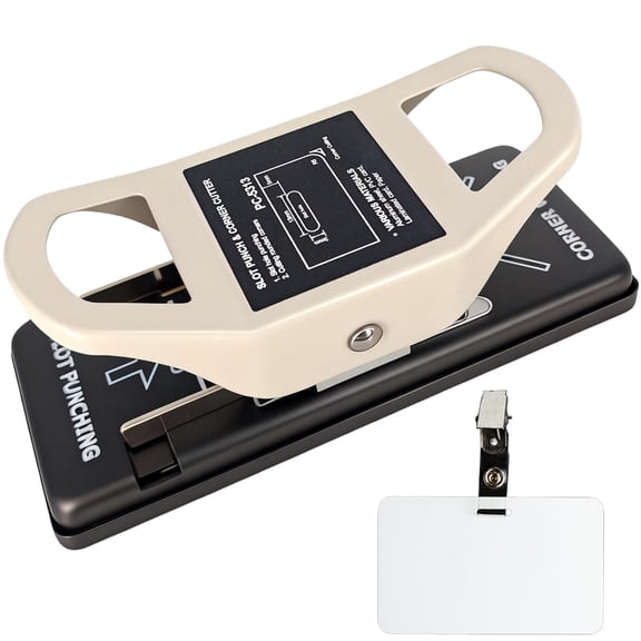 CCOCC 2 in 1 Badge Hole Puncher & Rounded Corner Punch | 3X13Mm Slot Hole Punch,R5 Corner Rounder Punch,For Id Badge,Pvc Card,Photo,Scrapbook,Craft,Office