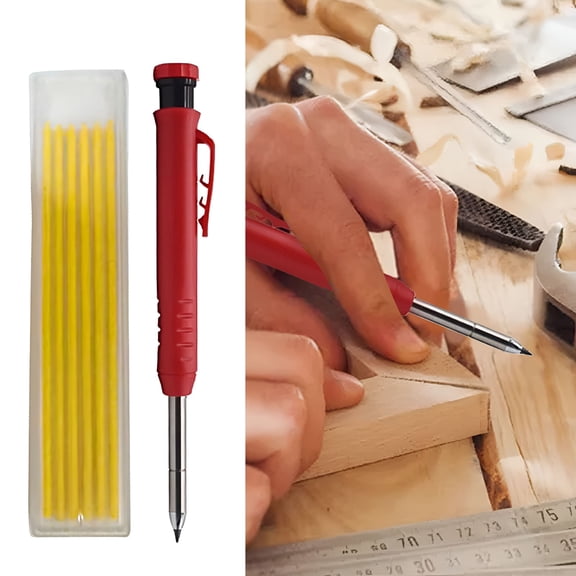 CCOCC 2.8Mm Solid Carpenter Pencil Built-In Sharpener Scratch-Resistant Graphite Manual Operation Woodworking Marking Pencil for Construction Style C