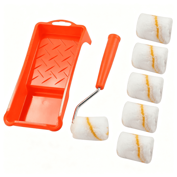 CCOCC 2" Fine Finish Paint Roller Kit Mini Roller with Tray for Trim|2" Mini Roller Kit: Frame,Tray,Microfiber Covers & Brush. for Trim,Cabinets,Doors,Diy,Crafts.