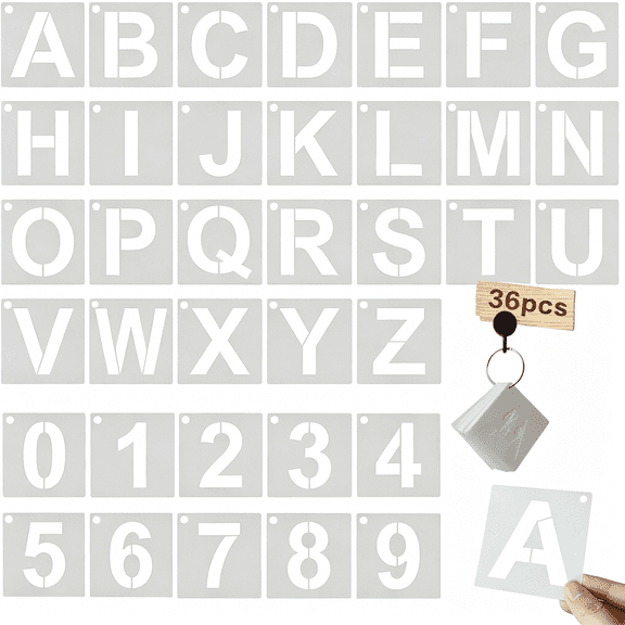 CCOCC 2 Inch Reusable Letter & Number Stencils - 36 Pcs Alphabet Art Craft Templates