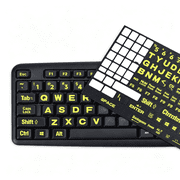 CCOCC 2 Keyboard Stickers Universal English Large Lettering Keyboard Letter Stickers for PC Laptop Desktop Notebook, Bright Yellow Lettering Black Background Replacement Keyboard Stickers for Keys