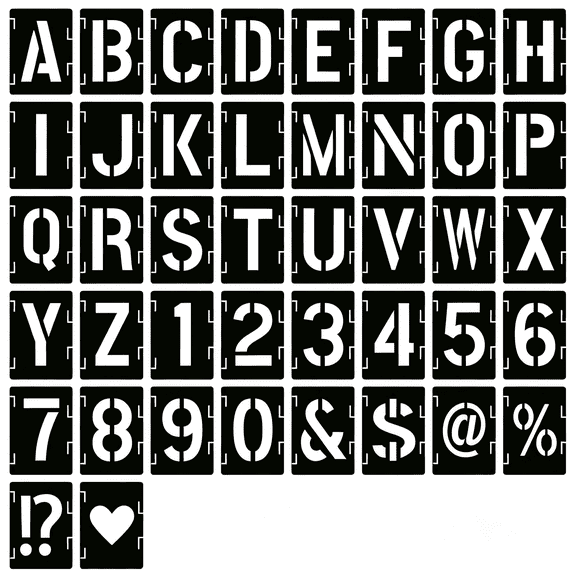 CCOCC 2" Letter Stencils Symbol Numbers Craft Stencils, 42 Pcs Reusable Alphabet Templates Interlocking Stencil Kit for Painting on Wood, Wall, Fabric, Rock, Chalkboard, Sign, Art Projects