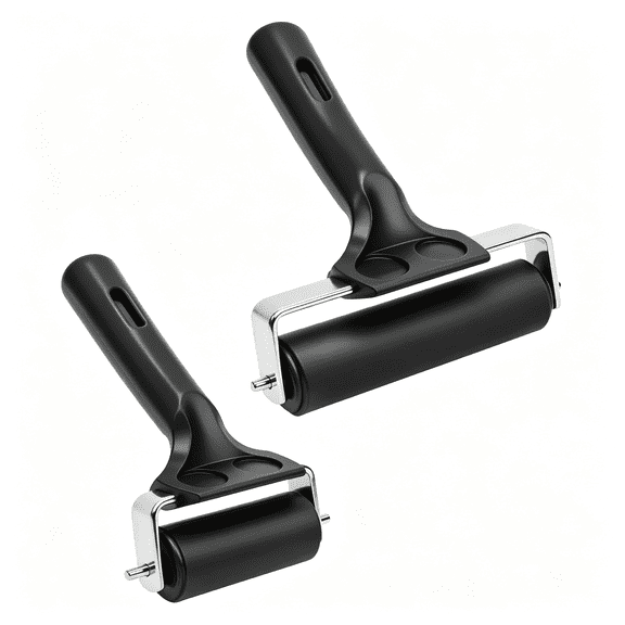 CCOCC 2 Pack Brayer Roller for Printmaking Rubber Ink 2.4&4, Durable Roller for Gluing Diamond Painting Block Printing