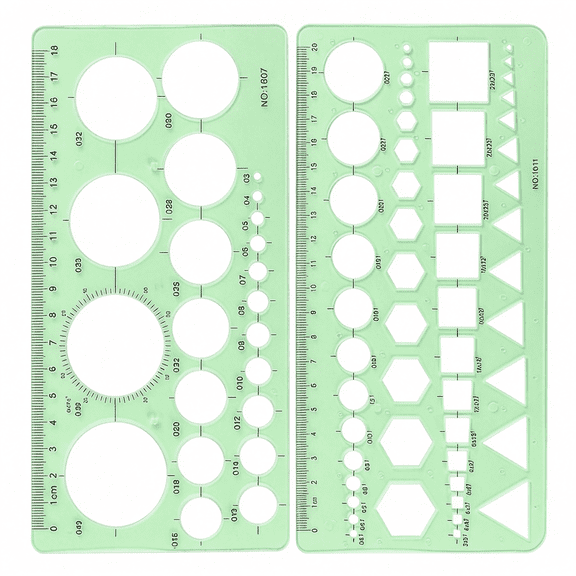 CCOCC 2-Pack Drawing Stencils Set Geometric Circle Template Geometry Template Circle Ruler - Geometric Circle Templates for Drafting,Architecture & Design Projects