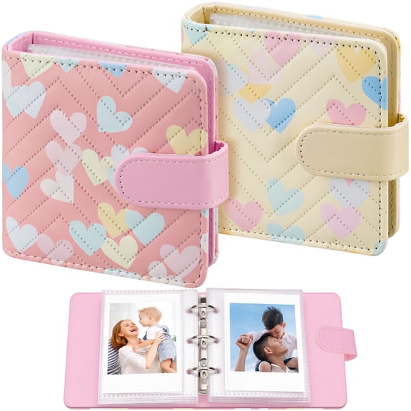 CCOCC 2-Pack Mini Photo Albums for 2X3 Inch Photos,40-Page Large Capacity Photo Album for Instax Mini,Polaroid Hi-Print,Snap Touch,HP Sprocket (Heart Patterns)