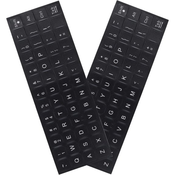 CCOCC 2 Pack Universal English Keyboard Stickers, Black Background with White Lettering for Computer Laptop Notebook Desktop, Replacement Computer Keyboard Stickers (English)