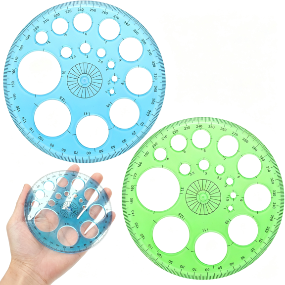 CCOCC 2 Pcs Circle Template for Drawing,Professional Circle Stencil Maker Ruler,Round Stencil for Drawing,Large&Small Size,For Studying,Designing,Office