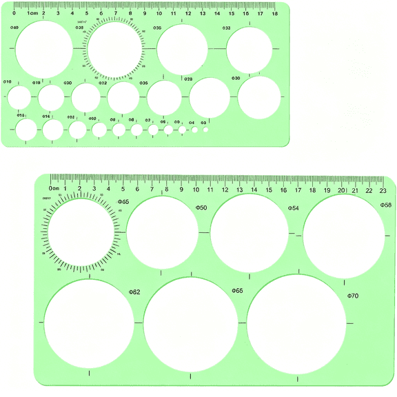 CCOCC 2 Pcs Circle Template for Drawing,Ruler Tool,Round Hole Ruler Tool,Multi-Function Round Plastic Geometric Stencil Rulers Drawing Set for Studying,Designing,Office