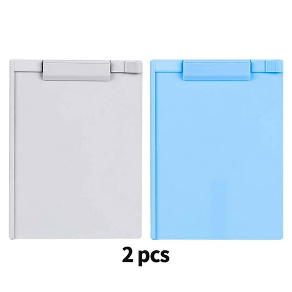 CCOCC 2 Pcs Clipboard,A4 Plastic Clipboard with Storage,Plate Clamp Non-Slip Clip Board for Restaurant,Blue,Gray