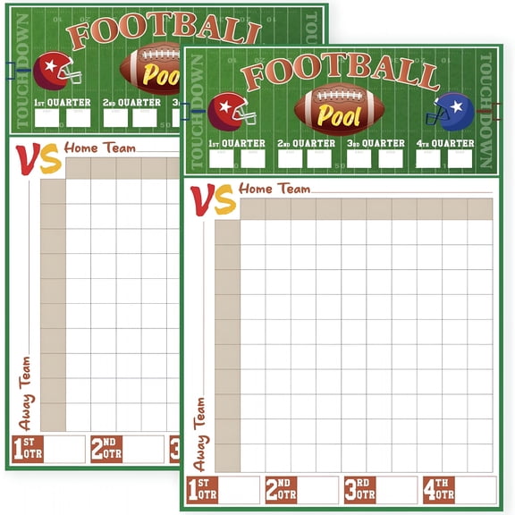 CCOCC 2 Pcs Football Pool Poster,19' X 27.77'' Football Squares Board 100 Grids,Large Football Pool Squares Poster,Big Football Game Party Supplies