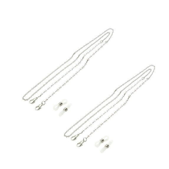 CCOCC 2 Pcs Glasses Strap,Elegant Pearl Textured and Metal Construction Glasses Chain,Non-Slip and Lightweight Eyeglass Chains for Women,Gold