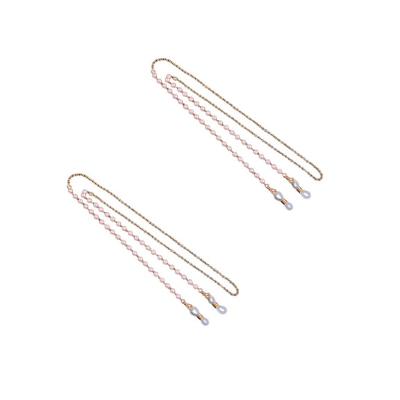 CCOCC 2 Pcs Glasses Strap,Elegant Pearl Textured and Metal Construction Glasses Chain,Non-Slip and Lightweight Eyeglass Chains for Women,Light Pink