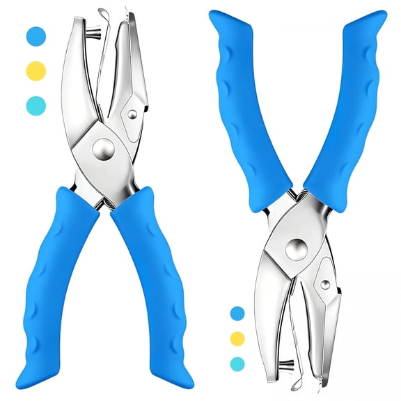 CCOCC 2 Pcs Hole Punch,1/4"And 1/8"Hole Puncher with Blue Soft Grip for Crafts,Scrapbooks,Tags,Tickets,Handheld Circle Single Hole Punch for Home,Office and Classroom