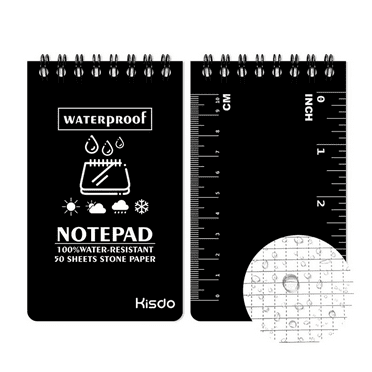 CCOCC 2 Pcs Notebook Waterptoof Graph Paper Notebook Made of Stone Paper Portable Spiral Notebook for Study and Work Black 3*5" 50 Sheets