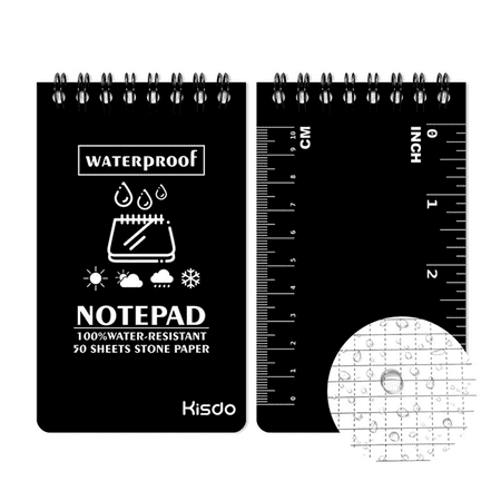 CCOCC 2 Pcs Notebook Waterptoof Graph Paper Notebook Made of Stone Paper Portable Spiral Notebook for Study and Work Black 3*5" 50 Sheets