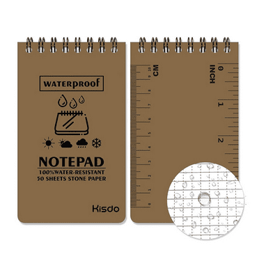 CCOCC 2 Pcs Notebook Waterptoof Graph Paper Notebook Made of Stone Paper Portable Spiral Notebook for Study and Work Brown 3*5" 50 Sheets