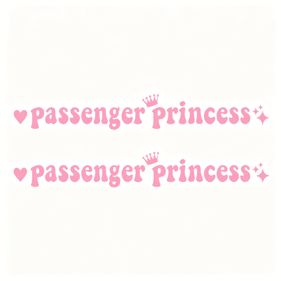 CCOCC 2 Pcs Passenger Princess Sticker, Funny Car Rearview Mirror Window Bumper Decal Decoration, Cute Auto Mirror Vinyl Letter Decal Sticker for Women Girls, Car Accessories (Pink, 6.5 Inch)