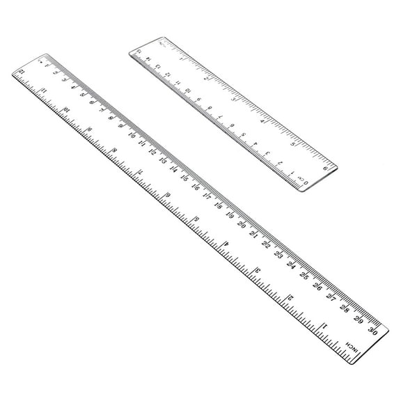 CCOCC 2 Pieces Plastic Ruler Flexible Ruler with Inches and Metric Measuring Tool 12" and 6" Inch