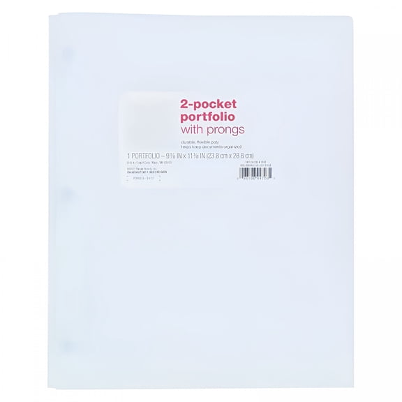 CCOCC 2 Pocket Plastic Folder with Prongs - 11.38 Inches (L),9.37 Inches (W)