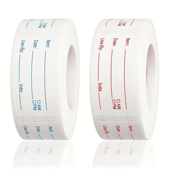 CCOCC 2 Rolls 1000 Pieces Removable Food Labels,1 X 2 Inch Date Stickers for Freezer,Refrigerator Food Containers  Easy to Write On,Perfect for Food Labeling and Storage Organization(1000)