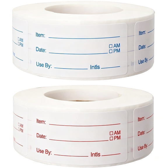 CCOCC 2 Rolls 1000 Pieces Removable Food Labels,1X2 Inch Date Stickers for Freezer,Refrigerator Food Containers  Easy to Write